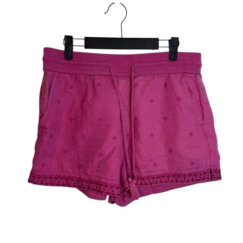 Gap Azalea Pink Linen Embroidered Pull On Shorts